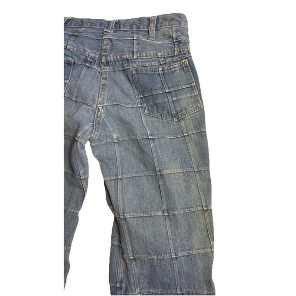 TRUE VINTAGE Casual Corner Patterned Denim Jeans Flare Leg Jrs 13 70's Mod Boho - Picture 3 of 9